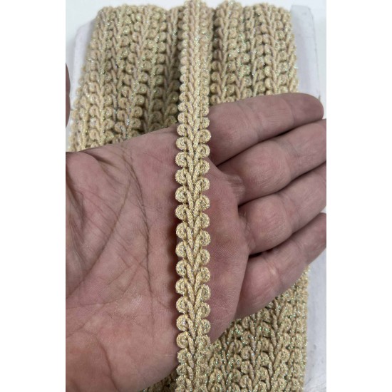 Koyu Bej Simli Cornella Ko&ccedil; Boynuzu Dekoratif Şerit Kenar S&uuml;s&uuml; 1 Metre-CORNELLA-111