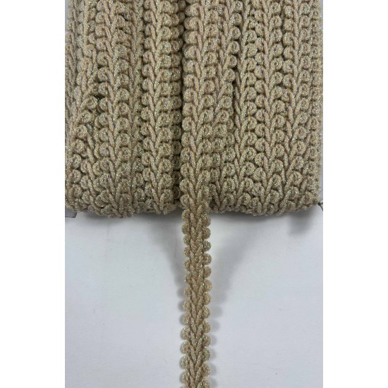 Koyu Bej Simli Cornella Ko&ccedil; Boynuzu Dekoratif Şerit Kenar S&uuml;s&uuml; 1 Metre-CORNELLA-111