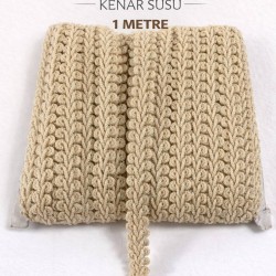 Koyu Bej Simli Cornella Ko&ccedil; Boynuzu Dekoratif Şerit Kenar S&uuml;s&uuml; 1 Metre-CORNELLA-111