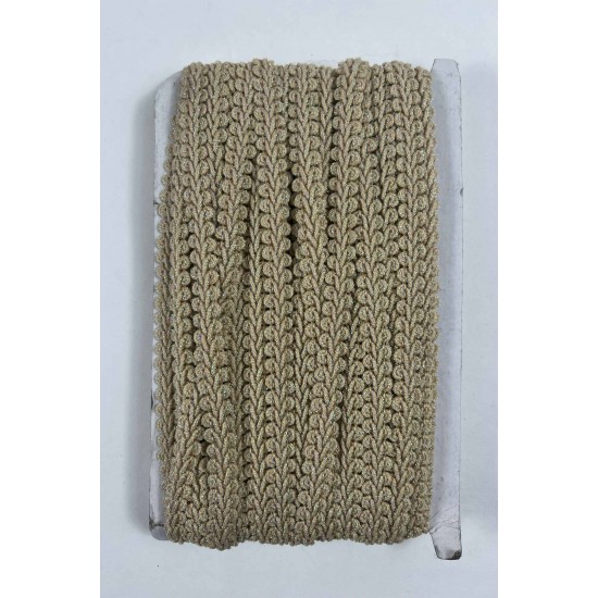 Koyu Bej Simli Cornella Ko&ccedil; Boynuzu Dekoratif Şerit Kenar S&uuml;s&uuml; 1 Metre-CORNELLA-111