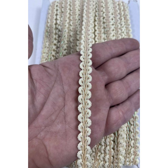 A&ccedil;ık Krem Simli Cornella Ko&ccedil; Boynuzu Dekoratif Şerit Kenar S&uuml;s&uuml; 1 Metre-CORNELLA-112