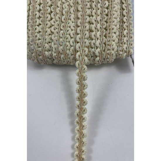 A&ccedil;ık Krem Simli Cornella Ko&ccedil; Boynuzu Dekoratif Şerit Kenar S&uuml;s&uuml; 1 Metre-CORNELLA-112