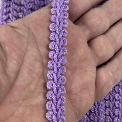 Lila G&uuml;m&uuml;ş Simli Cornella Ko&ccedil; Boynuzu Dekoratif Şerit Kenar S&uuml;s&uuml; 1 Metre-CORNELLA-114