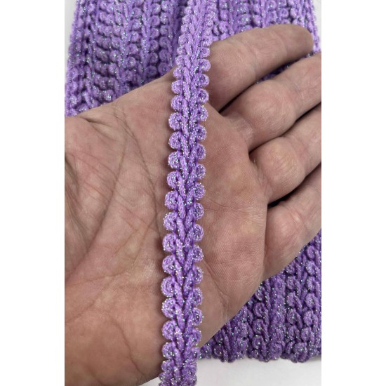 Lila G&uuml;m&uuml;ş Simli Cornella Ko&ccedil; Boynuzu Dekoratif Şerit Kenar S&uuml;s&uuml; 1 Metre-CORNELLA-114