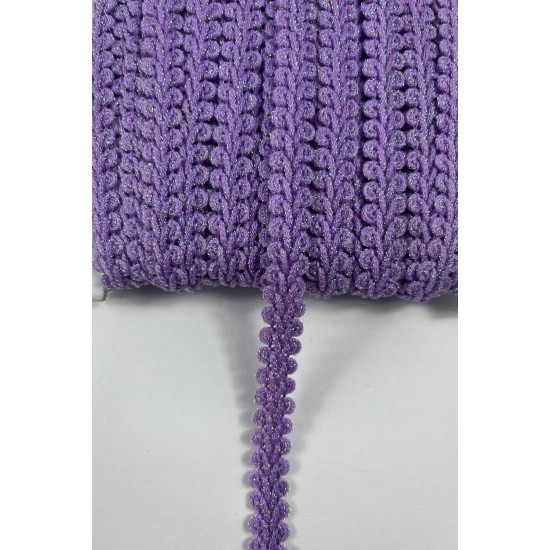 Lila G&uuml;m&uuml;ş Simli Cornella Ko&ccedil; Boynuzu Dekoratif Şerit Kenar S&uuml;s&uuml; 1 Metre-CORNELLA-114