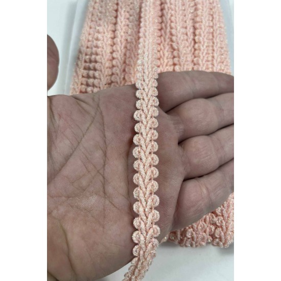 Yavruağzı Simli Cornella Ko&ccedil; Boynuzu Dekoratif Şerit Kenar S&uuml;s&uuml; 1 Metre-CORNELLA-115