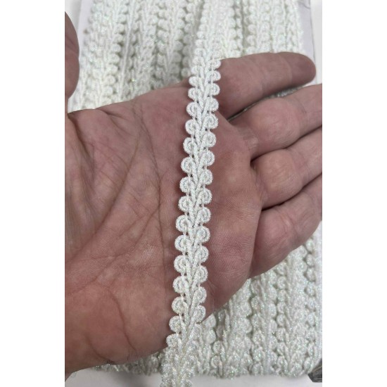 Beyaz Simli Cornella Ko&ccedil; Boynuzu Dekoratif Şerit Kenar S&uuml;s&uuml; 1 Metre-CORNELLA-116