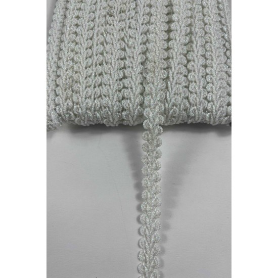 Beyaz Simli Cornella Ko&ccedil; Boynuzu Dekoratif Şerit Kenar S&uuml;s&uuml; 1 Metre-CORNELLA-116