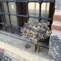 Krem Mor Cipsolu Gelin Buketi Ve Yaka Çiçeği-CPS-1002