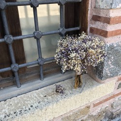 Krem Mor Cipsolu Gelin Buketi Ve Yaka Çiçeği-CPS-1002