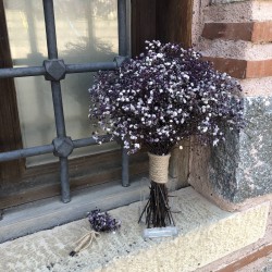 Mor Cipsolu Gelin Buketi Ve Yaka Çiçeği-CPS-1003