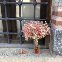 Pembe Krem Cipsolu Gelin Buketi Ve Yaka Çiçeği-CPS-1004