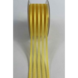 Sarı Şeritli Şifon Kurdele 5 cm En &ndash; 1 Metre &ndash; Nikah Şekeri, S&uuml;sleme ve El Yapımı-CİZGİLİSİFON-1