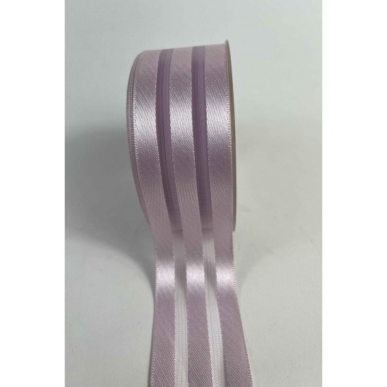 Lila Kalın Şeritli Şifon Kurdele 5 cm En &ndash; 1 Metre &ndash; Nikah Şekeri, S&uuml;sleme ve El Yapımı-CİZGİLİSİFON-10