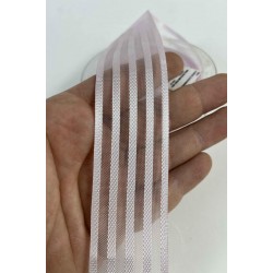 Lila Şeritli Şifon Kurdele 5 cm En &ndash; 1 Metre &ndash; Nikah Şekeri, S&uuml;sleme ve El Yapımı-CİZGİLİSİFON-2