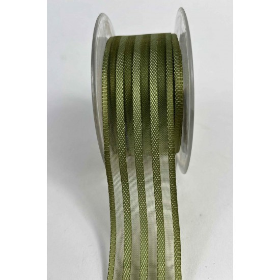 Antik Yeşil Şeritli Şifon Kurdele 5 cm En &ndash; 1 Metre &ndash; Nikah Şekeri, S&uuml;sleme ve El Yapımı-CİZGİLİSİFON-3