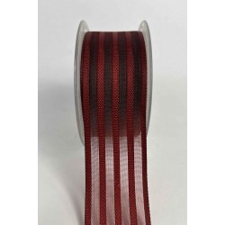 Bordo Şeritli Şifon Kurdele 5 cm En &ndash; 1 Metre &ndash; Nikah Şekeri, S&uuml;sleme ve El Yapımı-CİZGİLİSİFON-4