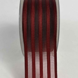 Bordo Şeritli Şifon Kurdele 5 cm En &ndash; 1 Metre &ndash; Nikah Şekeri, S&uuml;sleme ve El Yapımı-CİZGİLİSİFON-4