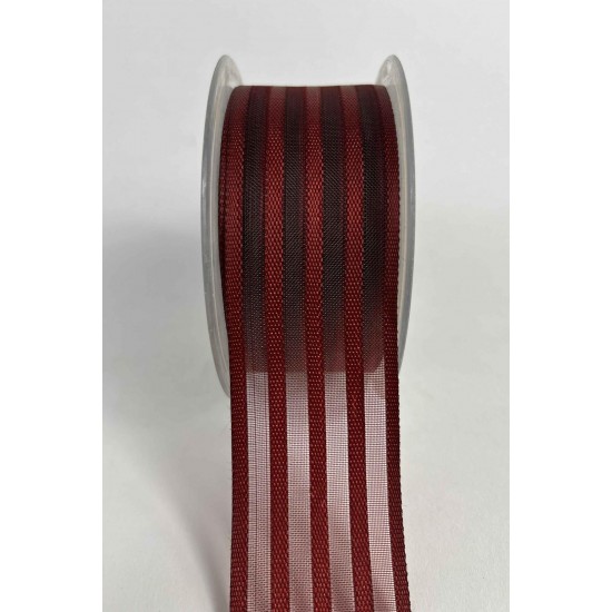 Bordo Şeritli Şifon Kurdele 5 cm En &ndash; 1 Metre &ndash; Nikah Şekeri, S&uuml;sleme ve El Yapımı-CİZGİLİSİFON-4