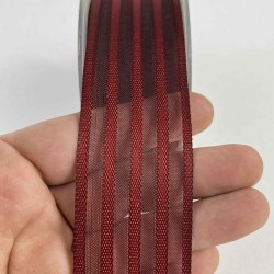 Bordo Şeritli Şifon Kurdele 5 cm En &ndash; 1 Metre &ndash; Nikah Şekeri, S&uuml;sleme ve El Yapımı-CİZGİLİSİFON-4