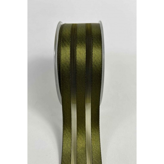 Antik Yeşil Kalın Şeritli Şifon Kurdele 5 cm En &ndash; 1 Metre &ndash; Nikah Şekeri, S&uuml;sleme ve El Yapımı-CİZGİLİSİFON-6