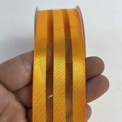 Turuncu Kalın Şeritli Şifon Kurdele 5 cm En &ndash; 1 Metre &ndash; Nikah Şekeri, S&uuml;sleme ve El Yapımı-CİZGİLİSİFON-7