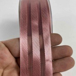 Koyu Pudra Kalın Şeritli Şifon Kurdele 5 cm En &ndash; 1 Metre &ndash; Nikah Şekeri, S&uuml;sleme ve El Yapımı-CİZGİLİSİFON-8