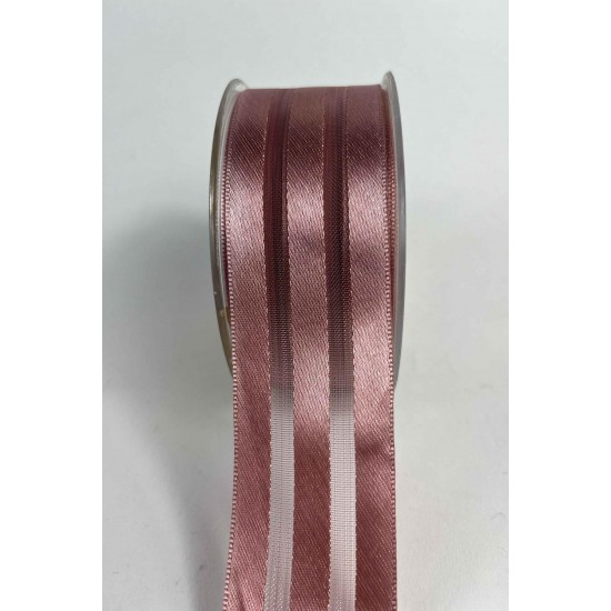 Koyu Pudra Kalın Şeritli Şifon Kurdele 5 cm En &ndash; 1 Metre &ndash; Nikah Şekeri, S&uuml;sleme ve El Yapımı-CİZGİLİSİFON-8