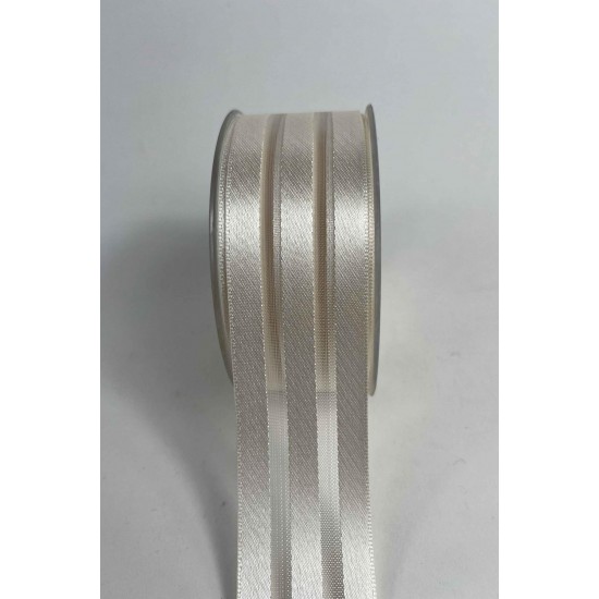 Krem Kalın Şeritli Şifon Kurdele 5 cm En &ndash; 1 Metre &ndash; Nikah Şekeri, S&uuml;sleme ve El Yapımı-CİZGİLİSİFON-9