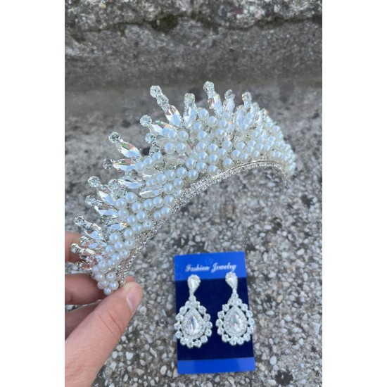 Daisy Krem İncili Taç ve Damla Mekik Küpe Takımı – Işıltılı Abiye Gelin Seti-DAISY-16 Daisy Krem İncili Taç ve Damla Mekik Küpe Takımı – Işıltılı Abiye Gelin Seti-DAISY-16