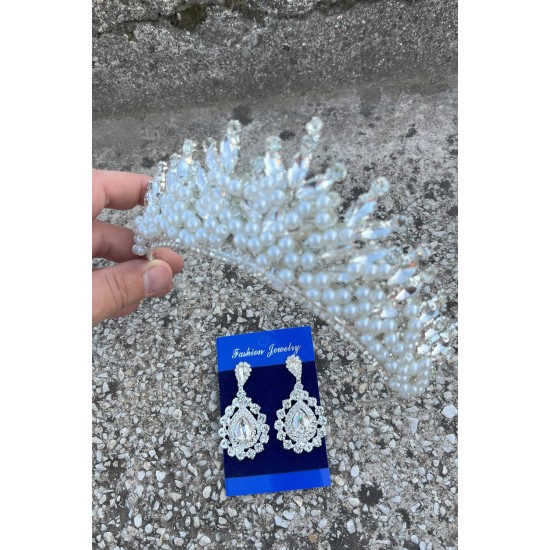 Daisy Krem İncili Taç ve Damla Mekik Küpe Takımı – Işıltılı Abiye Gelin Seti-DAISY-16 Daisy Krem İncili Taç ve Damla Mekik Küpe Takımı – Işıltılı Abiye Gelin Seti-DAISY-16