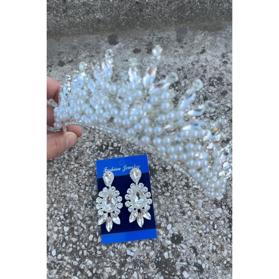 Daisy Krem İncili Taç ve Üç Mekik Küpe Takımı – Işıltılı Abiye Gelin Seti-DAISY-17 Daisy Krem İncili Taç ve Üç Mekik Küpe Takımı – Işıltılı Abiye Gelin Seti-DAISY-17