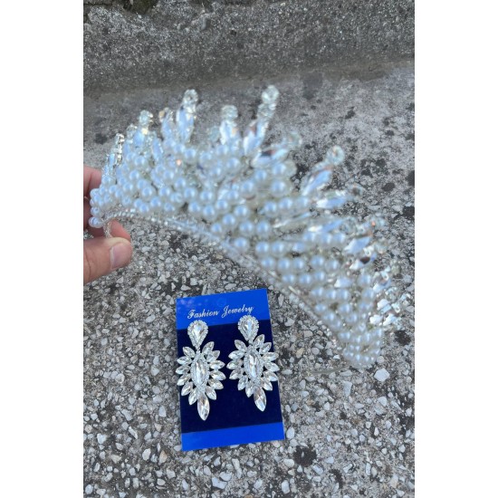 Daisy Krem İncili Taç ve İnce Mekik Küpe Takımı – Işıltılı Abiye Gelin Seti-DAISY-18 Daisy Krem İncili Taç ve İnce Mekik Küpe Takımı – Işıltılı Abiye Gelin Seti-DAISY-18