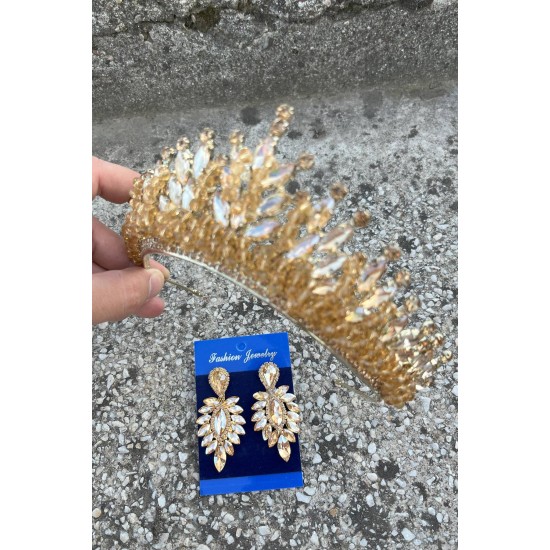 Daisy Altın Sarısı Taç ve İnce Mekik Küpe Takımı – Işıltılı Abiye Gelin Seti-DAISY-23 Daisy Altın Sarısı Taç ve İnce Mekik Küpe Takımı – Işıltılı Abiye Gelin Seti-DAISY-23