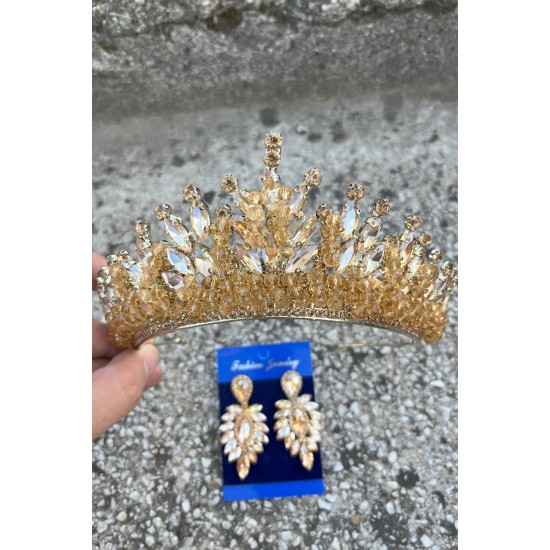 Daisy Altın Sarısı Taç ve İnce Mekik Küpe Takımı – Işıltılı Abiye Gelin Seti-DAISY-23 Daisy Altın Sarısı Taç ve İnce Mekik Küpe Takımı – Işıltılı Abiye Gelin Seti-DAISY-23