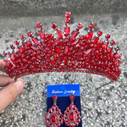 Daisy Kırmızı Taç ve Damla Mekik Küpe Takımı – Işıltılı Abiye Gelin Seti-DAISY-29 Daisy Kırmızı Taç ve Damla Mekik Küpe Takımı – Işıltılı Abiye Gelin Seti-DAISY-29