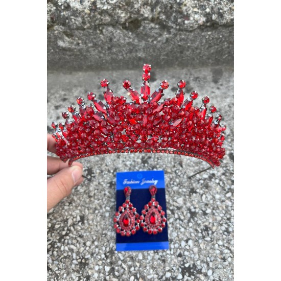 Daisy Kırmızı Taç ve Damla Mekik Küpe Takımı – Işıltılı Abiye Gelin Seti-DAISY-29 Daisy Kırmızı Taç ve Damla Mekik Küpe Takımı – Işıltılı Abiye Gelin Seti-DAISY-29