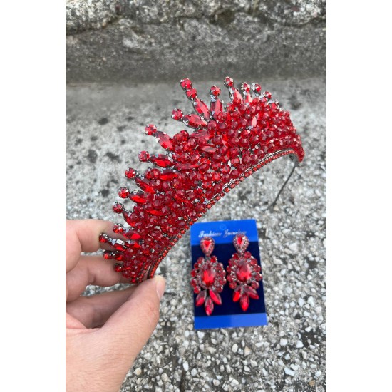 Daisy Kırmızı Taç ve Üç Mekik Küpe Takımı – Işıltılı Abiye Gelin Seti-DAISY-31 Daisy Kırmızı Taç ve Üç Mekik Küpe Takımı – Işıltılı Abiye Gelin Seti-DAISY-31