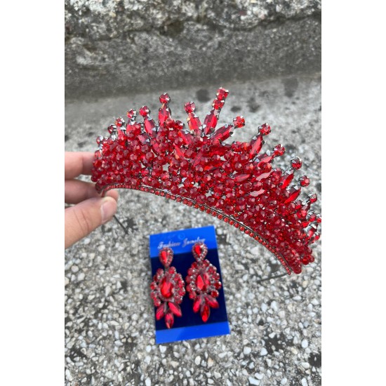 Daisy Kırmızı Taç ve Üç Mekik Küpe Takımı – Işıltılı Abiye Gelin Seti-DAISY-31 Daisy Kırmızı Taç ve Üç Mekik Küpe Takımı – Işıltılı Abiye Gelin Seti-DAISY-31