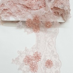 Pudra Çiçekli Fransız Güpür Dantel-DAN-109