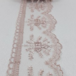 Çiçek Desenli Pudra Dantel-DAN-115