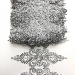 Simli Gümüş Fransız Güpür Dantel-DAN-117