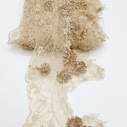 Vizon Çiçekli Fransız Güpür Kenar Dantel-DAN-119