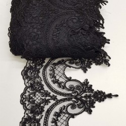 Siyah Fransız Güpür Geniş Dantel-DAN-127