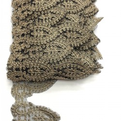 Siyah Gold Fransız Güpür Dantel-DAN-145