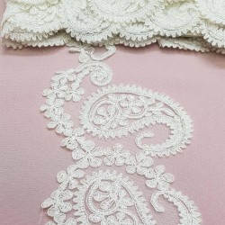 Krem Şal Desen Fransız Güpür Dantel-DAN-152