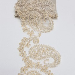 Vizon Krem Şal Desenli Fransız Güpür Dantel-DAN-161