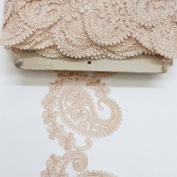 Pudra Şal Desenli Fransız Güpür Dantel-DAN-173