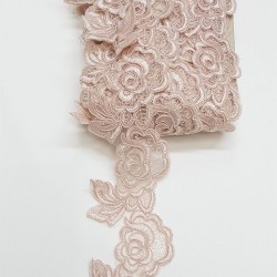 Pudra Gül Desenli Fransız Güpür Dantel-DAN-175