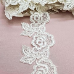 Krem Çiçekli Fransız Güpür Dantel-DAN-186